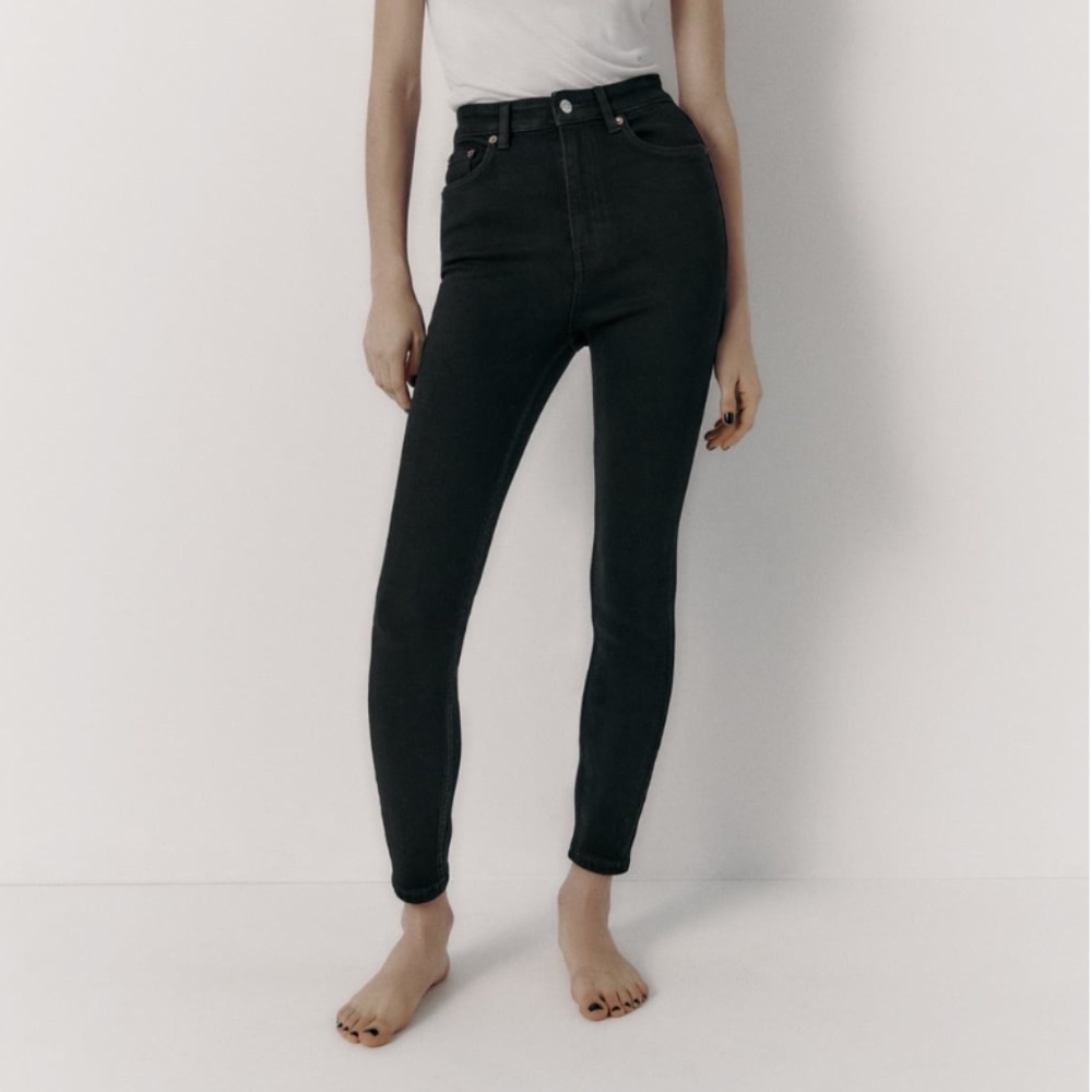 ZARA TRF VINTAGE SKINNY JEANS in Dark Grey/Black Wash